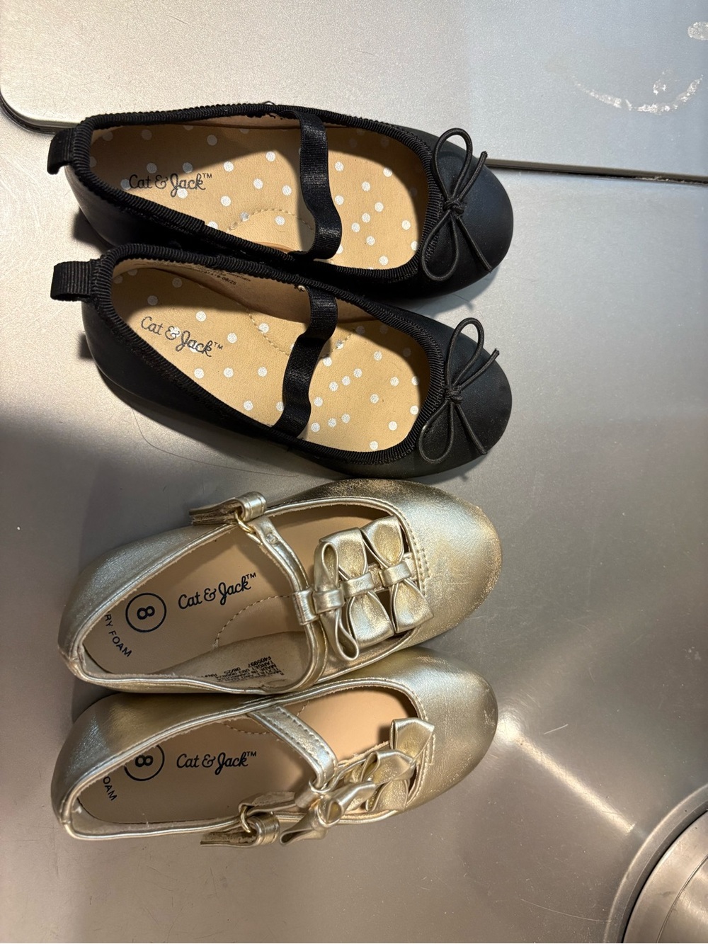 Cat & Jack Kids' Black and Gold Ballet Flats Set